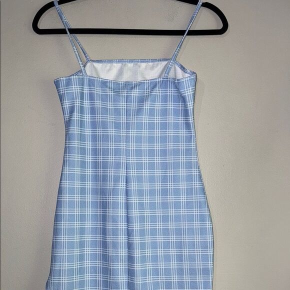 Blue Plaid Checkered Bodycon Dress - Picture 9 of 10